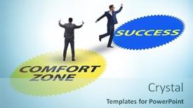  Presentation with zone - PPT theme having concept-of-leaving-the-comfort background and a cool aqua colored foreground