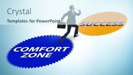  Presentation with zone - PPT theme featuring concept-of-leaving-the-comfort background and a sky blue colored foreground