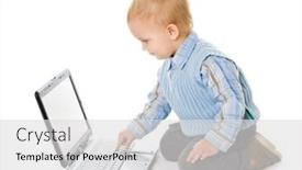  Presentation with laptop - Slides having concept-of-little-businessman background and a light gray colored foreground