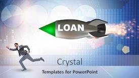  Presentation with loan - Cool new slides with concept-of-loan-and-debt backdrop and a light blue colored foreground