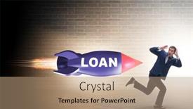  Presentation with loan - Beautiful slide set featuring concept-of-loan-and-debt backdrop and a coral colored foreground