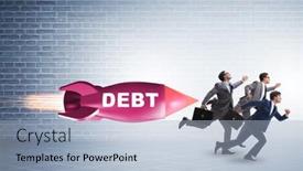  Presentation with loan - Presentation design with concept-of-loan-and-debt background and a light blue colored foreground