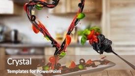  Presentation with italian food - Slide set having concept of low gravity food background and a tawny brown colored foreground