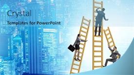  Presentation with different - Presentation theme enhanced with concept-of-many-different-careers background and a light blue colored foreground