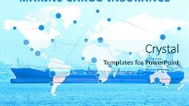  Presentation with cargo ship - Slides with concept of marine cargo insurance background and a cool aqua colored foreground