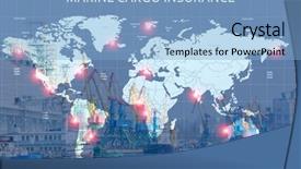  Presentation with sea port - Audience pleasing slides consisting of concept of marine cargo insurance backdrop and a light blue colored foreground