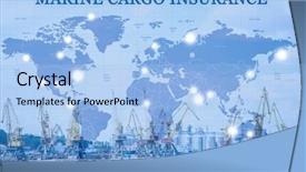  Presentation with sea port - Theme enhanced with concept of marine cargo insurance background and a light blue colored foreground