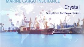  Presentation with sea port - PPT theme enhanced with concept of marine cargo insurance background and a sky blue colored foreground