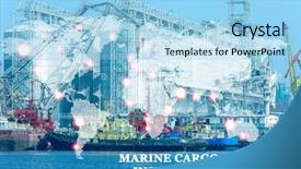  Presentation with sea port - Slides with concept of marine cargo insurance background and a light blue colored foreground