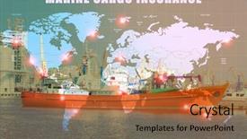  Presentation with sea port - Theme featuring concept of marine cargo insurance background and a red colored foreground