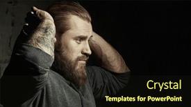  Presentation with black man - Presentation design enhanced with concept-of-masculinity-and-physical background and a wine colored foreground