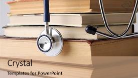  Presentation with medical book - Colorful PPT theme enhanced with concept of medical education backdrop and a coral colored foreground