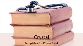  Presentation with medical journal - PPT theme enhanced with chocolate curls isolated on white background and a light gray colored foreground