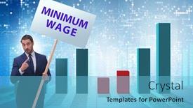  Presentation with concept - Beautiful slides featuring concept-of-minimum-wage backdrop and a light blue colored foreground
