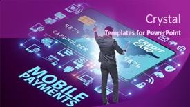  Presentation with payment - Slide set with concept of mobile payment with smartphone background and a violet colored foreground