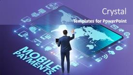  Presentation with payment - Cool new theme with concept-of-mobile-payment backdrop and a violet colored foreground