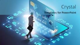  Presentation with payment - Slides having concept-of-mobile-payment background and a light blue colored foreground