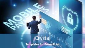  Presentation with payment - PPT theme consisting of concept-of-mobile-payment background and a teal colored foreground