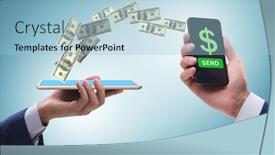  Presentation with concept - Presentation design with concept-of-mobile-wallet-transfers background and a light blue colored foreground