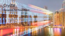  Presentation with digital innovation - Slide set consisting of concept of modern digital city and innovation background and a light blue colored foreground