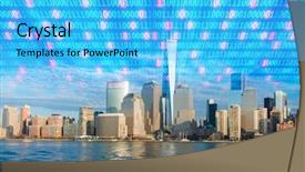  Presentation with digital innovation - PPT layouts consisting of concept of modern digital city and innovation background and a cyan colored foreground