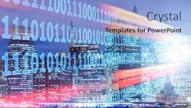  Presentation with digital innovation - PPT theme featuring concept-of-modern-digital-city background and a light blue colored foreground