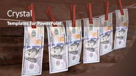  Presentation with money laundering - Presentation theme featuring concept of money laundering - dollars background and a tawny brown colored foreground