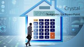  Presentation with mortgage - Slide set featuring concept-of-mortgage-loan background and a light blue colored foreground