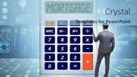  Presentation with mortgage - Presentation theme consisting of concept-of-mortgage-loan background and a  colored foreground
