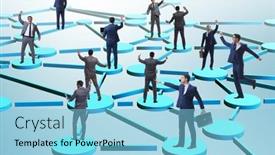  Presentation with business networking - Presentation theme enhanced with concept-of-networking background and a light blue colored foreground