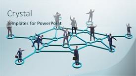  Presentation with business networking - Presentation design with concept-of-networking background and a sky blue colored foreground