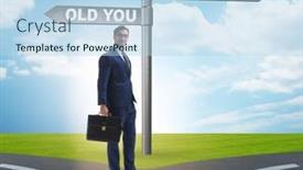  Presentation with life - Slides having concept-of-new-and-old background and a light blue colored foreground