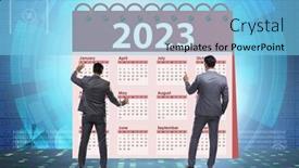  Presentation with new year - Presentation consisting of concept-of-new-calendar-year background and a light blue colored foreground