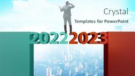  Presentation with new year - Presentation theme featuring concept-of-new-year background and a cool aqua colored foreground
