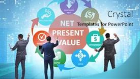  Presentation with net - Colorful presentation theme enhanced with concept-of-npv-net-present backdrop and a light blue colored foreground
