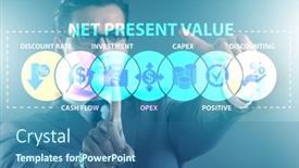  Presentation with net - Audience pleasing theme consisting of concept-of-npv-net-present backdrop and a ocean colored foreground