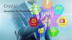  Presentation with net - Cool new PPT theme with concept-of-npv-net-present backdrop and a light blue colored foreground