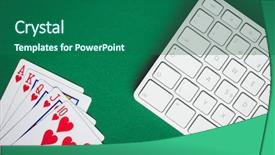 Presentation with poker - Amazing presentation theme having concept of on-line poker backdrop and a ocean colored foreground
