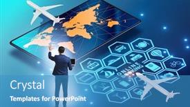  Presentation with concept - Amazing PPT theme having concept-of-online-airtravel-booking backdrop and a teal colored foreground