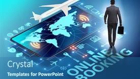 Presentation with concept - Presentation theme consisting of concept-of-online-airtravel-booking background and a ocean colored foreground