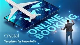  Presentation with concept - Presentation design having concept-of-online-airtravel-booking background and a ocean colored foreground