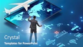  Presentation with concept - Cool new slides with concept-of-online-airtravel-booking backdrop and a teal colored foreground