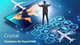  Presentation with concept - Presentation theme enhanced with concept-of-online-airtravel-booking background and a ocean colored foreground