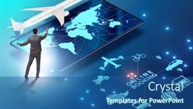  Presentation with concept - Amazing PPT theme having concept-of-online-airtravel-booking backdrop and a ocean colored foreground
