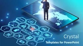  Presentation with concept - Cool new presentation theme with concept-of-online-booking backdrop and a teal colored foreground