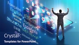  Presentation with foreign - PPT theme consisting of concept-of-online-foreign-language background and a ocean colored foreground