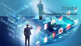  Presentation with translation - PPT theme featuring concept-of-online-foreign-language background and a light blue colored foreground