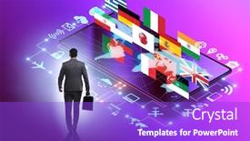  Presentation with translation - Slide deck having concept-of-online-foreign-language background and a purple colored foreground