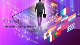  Presentation with translation - Audience pleasing PPT layouts consisting of concept-of-online-foreign-language backdrop and a lilac colored foreground