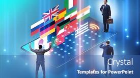  Presentation with foreign - Cool new theme with concept-of-online-foreign-language backdrop and a ocean colored foreground